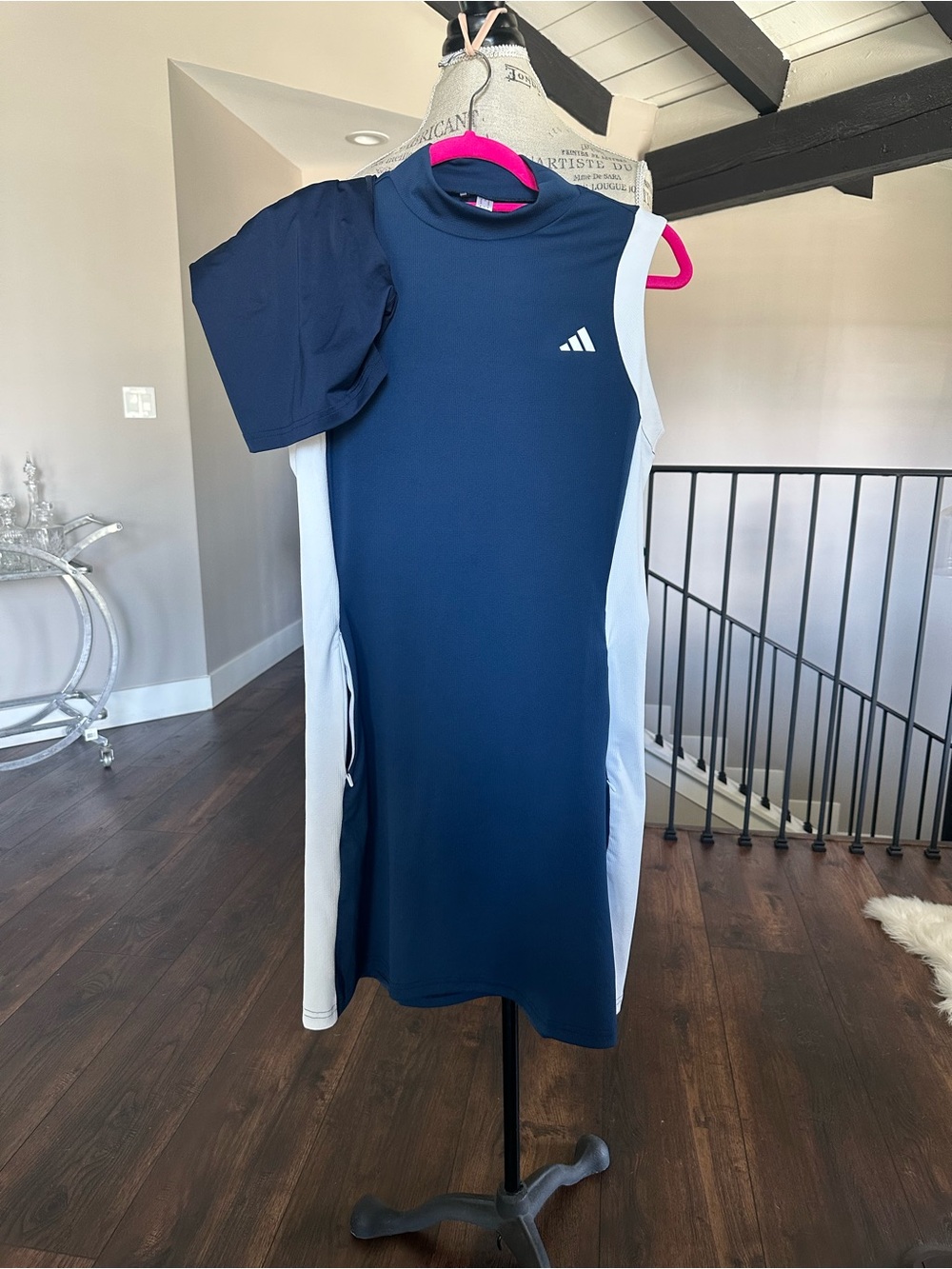 adidas Navy and White Sleeveless Tennis Dress